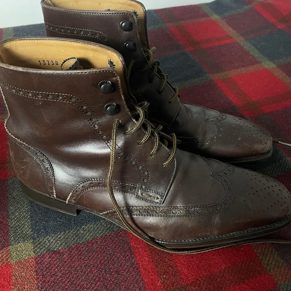 Magnanni Boots Mens Size 10.5D Brown Leather Chukka Wingtip Square Toe 13738